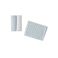 Mulltuch 3er Pack Herzchen hellblau