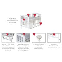 Beistellbett Micky natur 60x120 cm mit Rollen