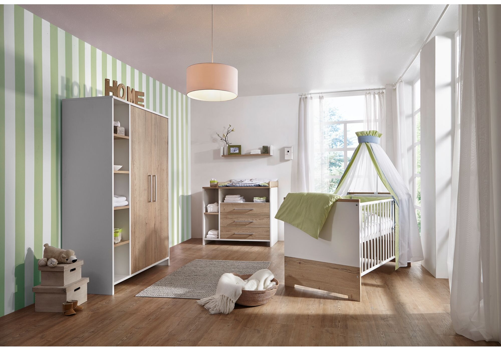 Schardt Kinderzimmer-Set Eco Plus mit Kombi-Kinderbett, Wickelkommode und Schrank