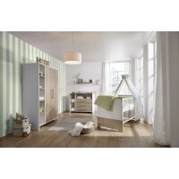Schrank Eco Plus, 2 Türen/Seitenregal, Dekor Weiß/Halifax Eiche