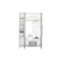 Schrank 2 Türen mit Seitenregal Eco Silber
