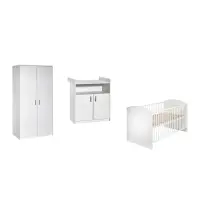 3-tlg Kinderzimmer Classic White mit Schrank 2 Türen