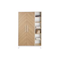 Schrank 2 Türen mit Seitenregal Venice Fishbone White