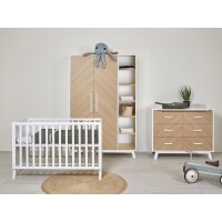 Schrank 2 Türen mit Seitenregal Venice Fishbone White