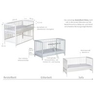 Beistellbett Micky weiß 60x120 cm mit Rollen