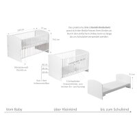 Komplettbett Classic-Line weiß 70x140 cm mit Bettset Origami black