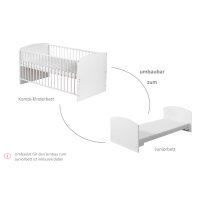 Komplettbett Classic-Line weiß 70x140 cm mit Bettset Origami beige