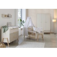 HAPPY Schrank 3 Türen, Dekor Carat beige/Connery natur