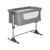 Wiege / Beistellbett Joy Leinenstruktur hellgrau