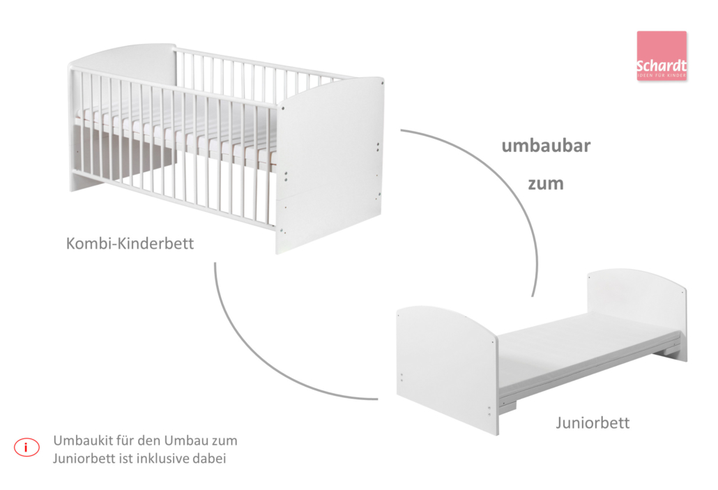 Kombi-Kinderbett Classic White cm Co. GmbH – & Schardt 70×140 KG